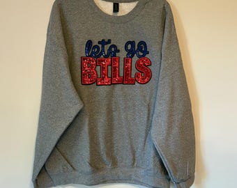 Buffalo Bills Sequined Crewneck, Game Day Sweatshirt