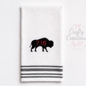 Buffalo 716 Kitchen Towel, 716 Towel, Embroidered Towel, Buffalo Theme Towel