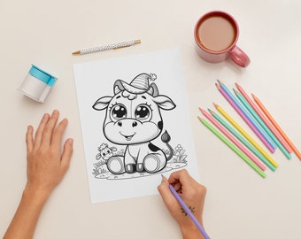 Playful Animal Coloring Pages for Kids - Delightful Doodles 10-Piece Set, Instant Download, Printable PDF