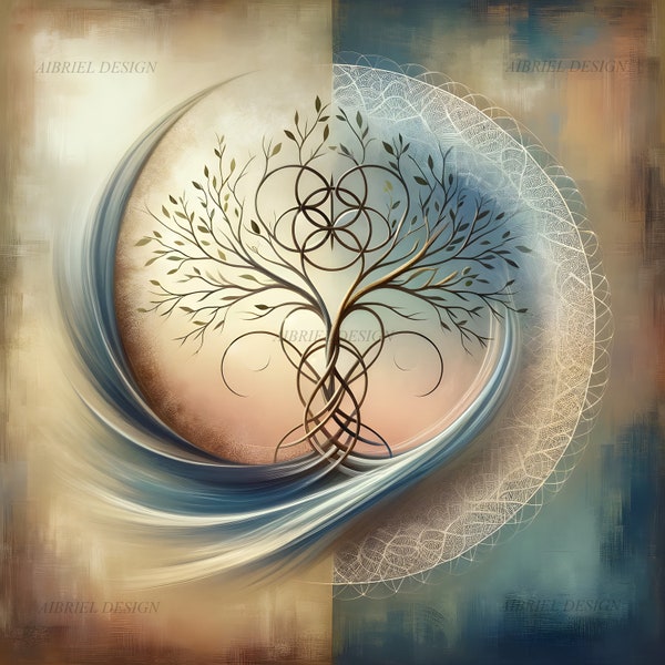 Tree of Life - Dawn of Harmony | Zen Wall Art for Home, Office, Yoga - Serene & Mindful Decor