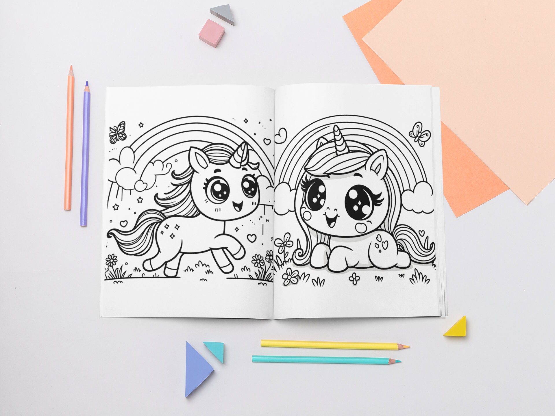 Whimsical Unicorn & Rainbow Coloring Pages for Kids - Enchanting 10
