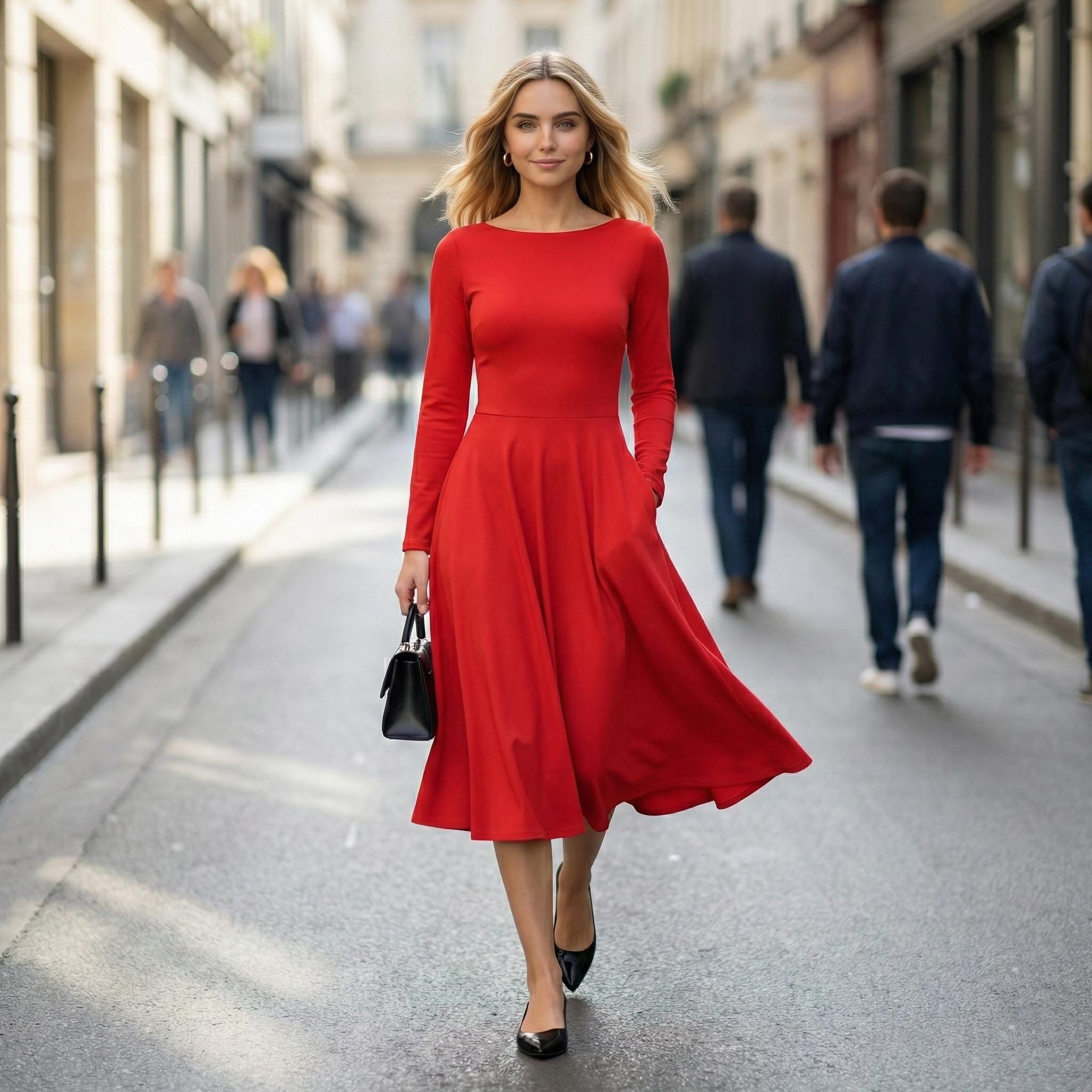 Fit and Flare Red Dress - Etsy