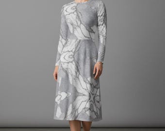 grey marble dress Girl In Mind Elsa Marble Wrap Midi Dress Grey Multi