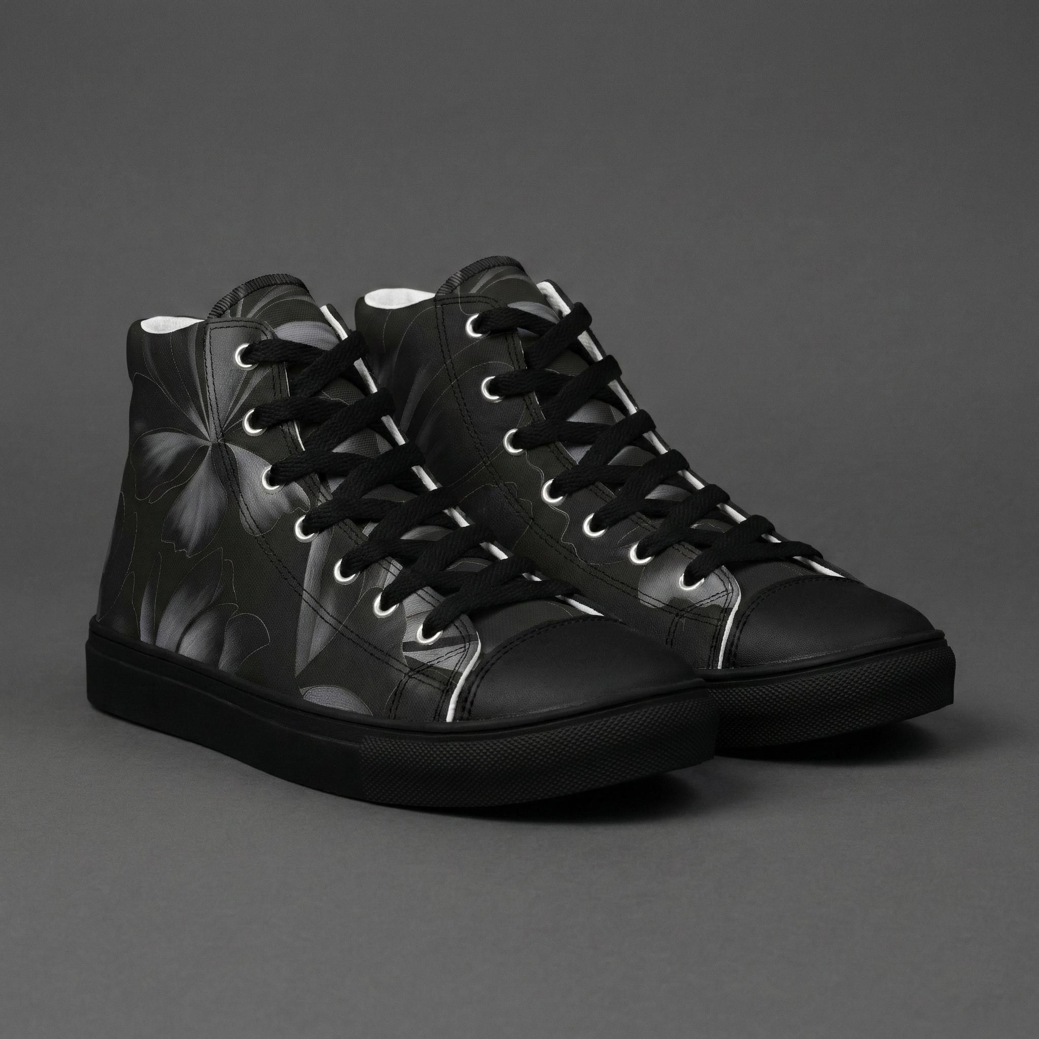 Hi Top Black Leather Sneakers - Etsy