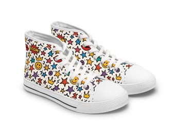 Baskets montantes pop art - Comic Star et Emoji Design