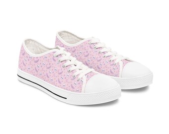Kawaii Pastel Goth Sneakers: Purple Skulls & Moons Canvas Shoes