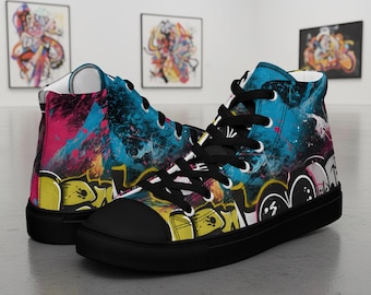 Graffiti High-Top Sneakers: Street Art Comic Canvas Shoes