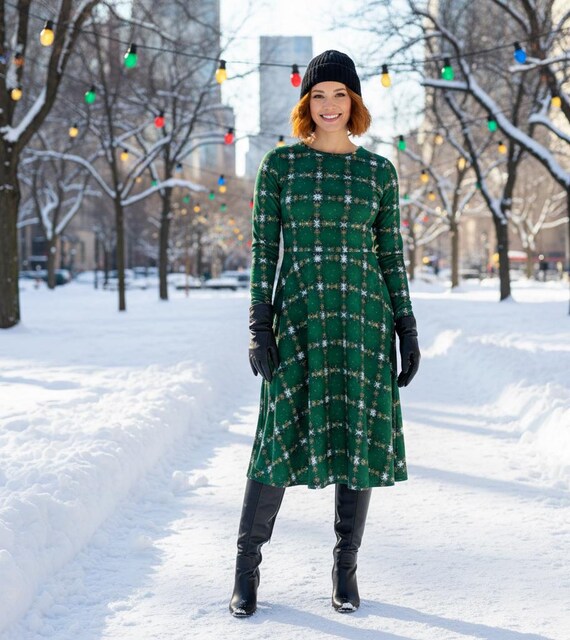 xmas midi dress Vintage Women Christmas All Over, Teacher Christmas Dress, Holiday Moments Custome, Christmas Moments, Women Christmas Dress winter weddings Holiday Midi Dress, Red White