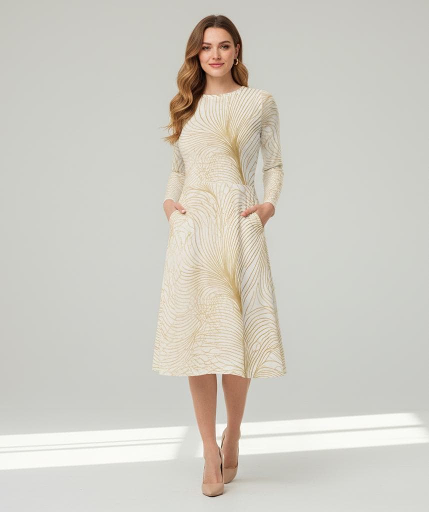 cream and gold dress and jacket Zeila Cream & Gold Mother of the Bride Dress with Jacket – Elegant