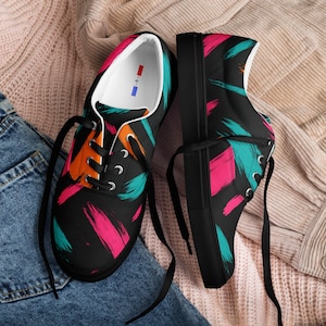 Color Splash Canvas Sneakers: Abstract Brushstroke Art, Urban Streetwear
