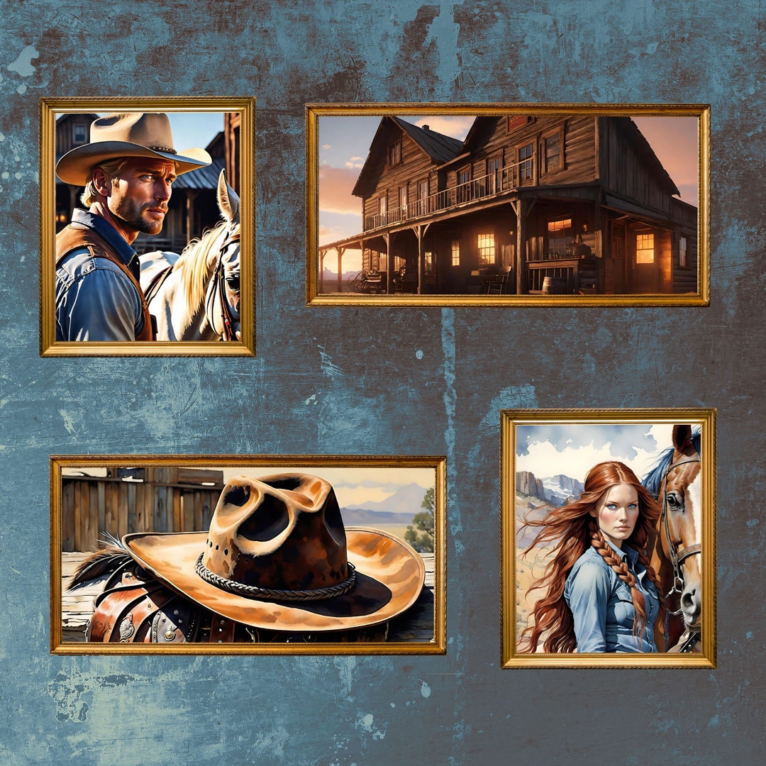Vintage Western Wall Art, Rustic Western Decor, Western Rustic Art, Old ...