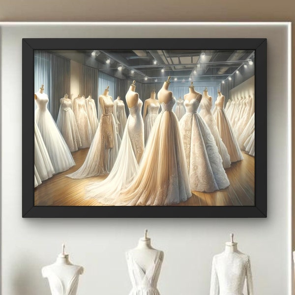 Bridal Atelier Art - Elegant Wedding Dress Collection - Bridal Gown Gallery Print - Perfect for Dress Boutiques and Home Decor