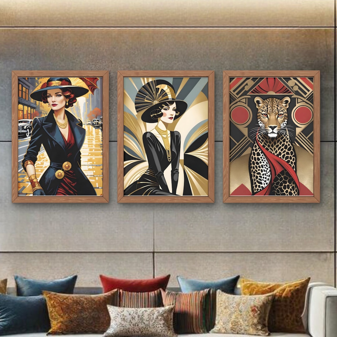 Roaring Twenties Art Deco Collection 1920s Wall Art 3 Glamorous Digital ...