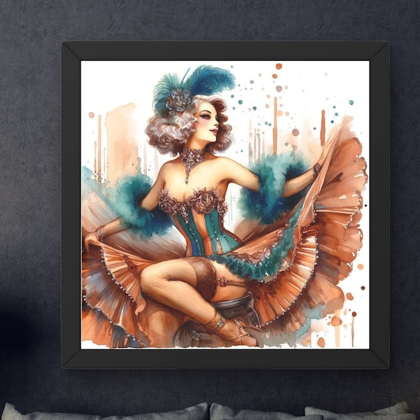 Vintage Cabaret Queen - Burlesque Performer Art Deco Style Illustration, Printable Digital Art