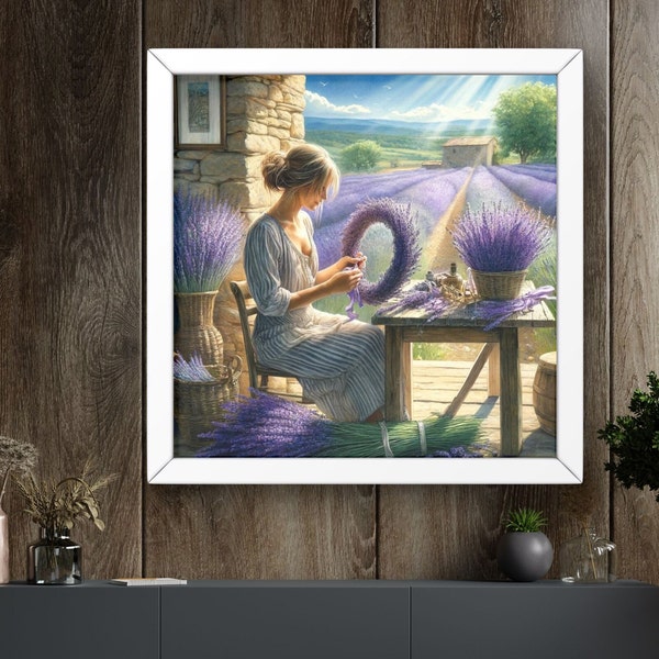 Provence Lavender Fields Art Print Rustic Farmhouse Decor Countryside Lavender Harvest  Serene Nature Wall Art for Home