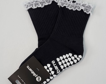 Charcoal Lace Grip Socks
