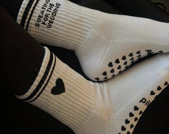 Bridal Pilates Grip Socks, Sweating For The Wedding, Heart Detail, Cotton