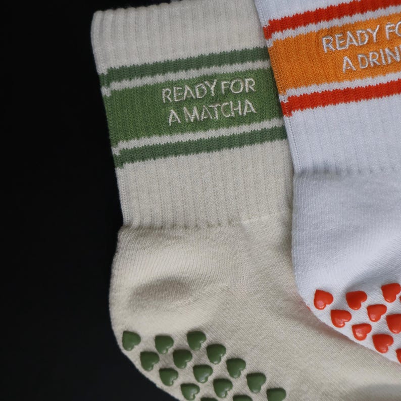 Ready for a Matcha Grip Socks, Pilates Grip Socks, Non Slip Workout Socks, Yoga Barre Socks, Fitness Gift for Women bild 5