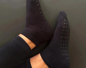 PILA Black Low Grip Pilates Socks, Non-Slip Cotton Barre Socks