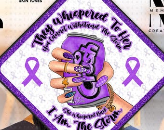 Crush Lupus Awareness Graduation Cap Topper: Purple Ribbon, Cancer Survivor