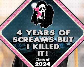 Woodsboro Horror Movie Graduation Cap Topper: Slasher Film Inspired