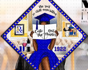 SGRho Graduation Cap Topper, Sigma Gamma Rho Sorority, Blue and Gold