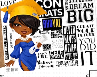 SGRho Sorority Graduation Card, Royal Blue & Gold, Congrats Soror