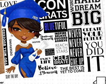 Zeta Phi Beta Graduation Card, Congrats Soror, Black Graduate Art