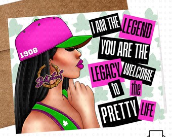 AKA Legacy Greeting Card: Pinky Pearls Soror Gift