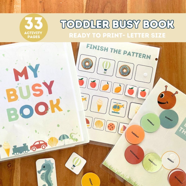 Toddler Busy Book, Preschool Busy Book, Printable Learning Binder, Quiet Book, Montessori resources, Digital File