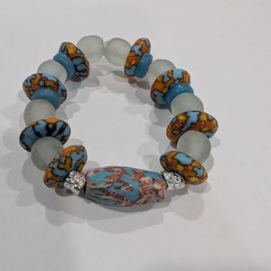 Hand Crafted Authentic Beaded Bracelet Coral Blue