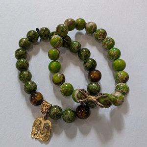 Hand Crafted Authentic Beaded Bracelet Green Garden
