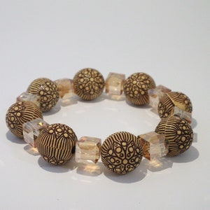 Hand Crafted Authentic Nigerian Beaded Bracelet Jewelry Brown Glass