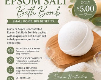5 oz Super Concentrated Epsom Bath Bomb