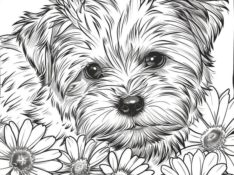 Puppy Coloring Pages Etsy