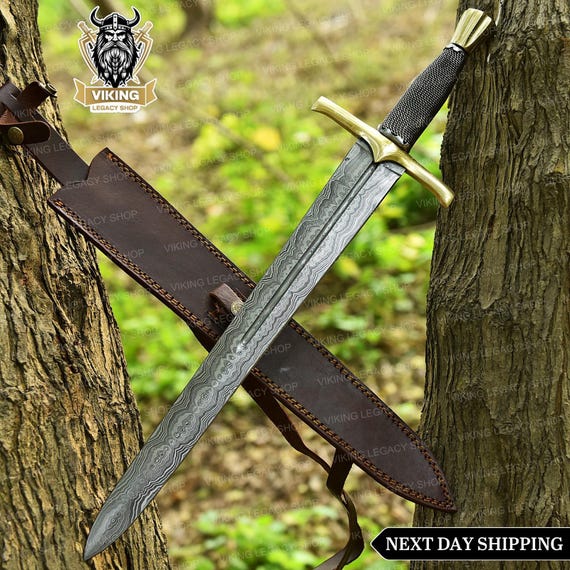 Medieval Viking Master Sword, Decorative Vi-king Sword For Wall hanging, Custom Handmade Sword In Damascus Steel, Viking Gifts For Christmas
