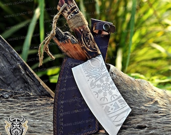 Damascus Steel Viking Knifw, Custom Hand Forged Viking Knifw For Slicing The Food, Damascus Handmade Knifw For Kitchen, Gift For Chef.