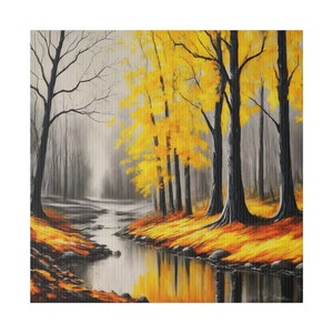 Autumn Tree of Life Canvas, Watercolored Forest, Boho Wall Decor