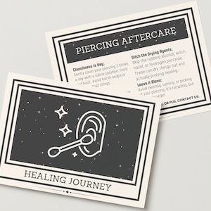 CARTE APRÈS-VENTE PIERCING | Instructions d'entretien | Style de carte de tarot