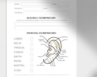 Piercing | Body Art Einverständniserklärung | Kundeninformationsbogen