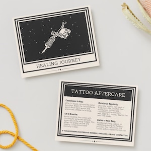 ENTRETIEN POUR TATOUAGE | Style Tarot | Carte de suivi | Carte d'informations sur les soins