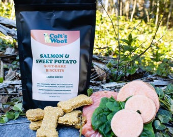 Salmon & Sweet Potato Dog Treats | Soft-Baked Biscuits | Handmade with 100% Natural Ingredients