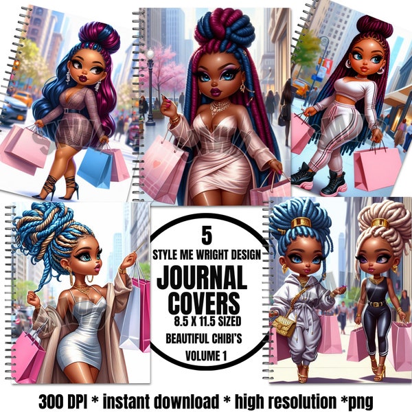 Style Me Wright Designs Journal Covers Chibi Template Vol.1 | High-Res 300 DPI | Instant PNG Download | Journal/Notebook Covers, PNG's