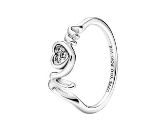 S925 ALE SILVER Mum Pavé Heart Ring