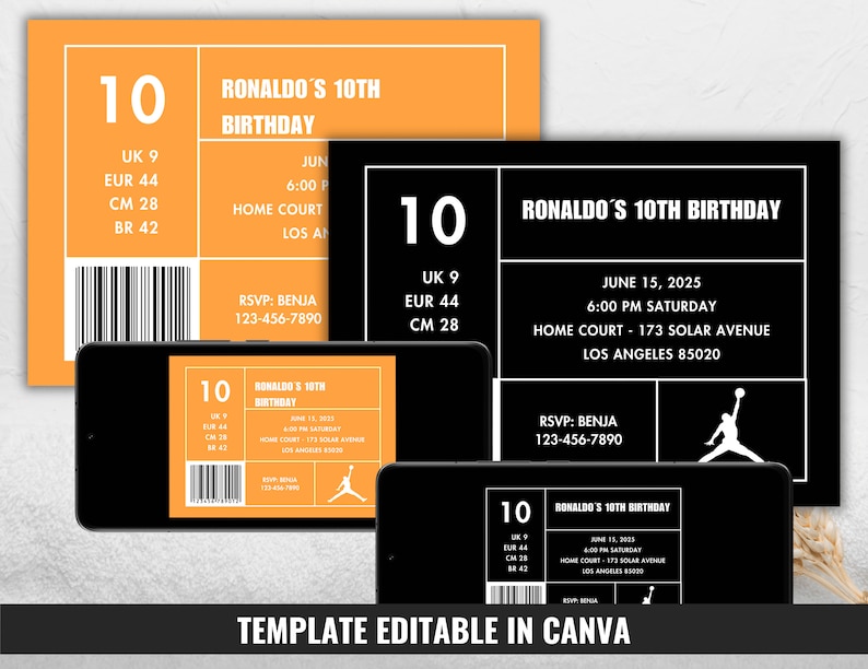 Jordan Shoe Box Label Party Invitation, Shoe Box Label Card, Label