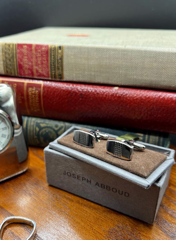 Joseph Abboud Silver-Tone Rectangular Vintage Cuf… - image 1