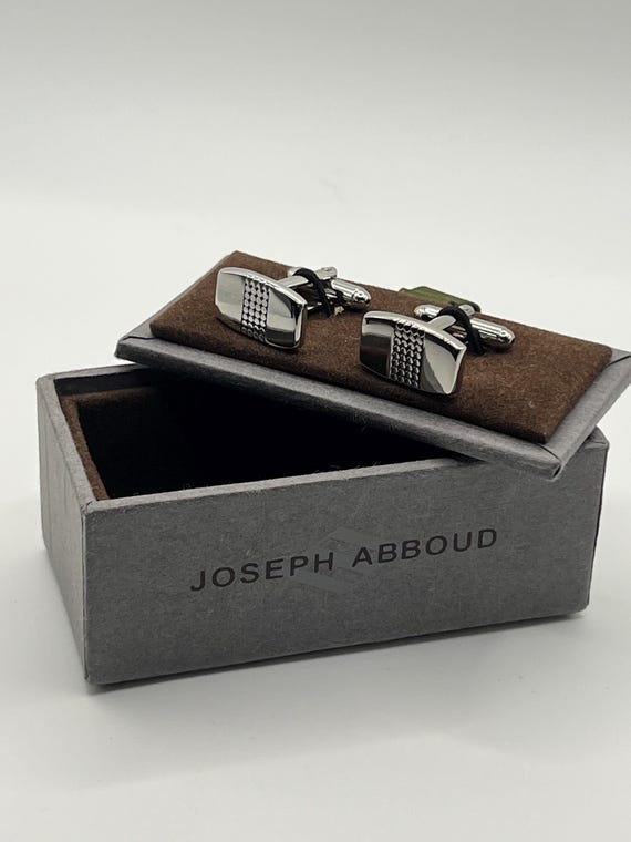 Joseph Abboud Silver-Tone Rectangular Vintage Cuf… - image 2