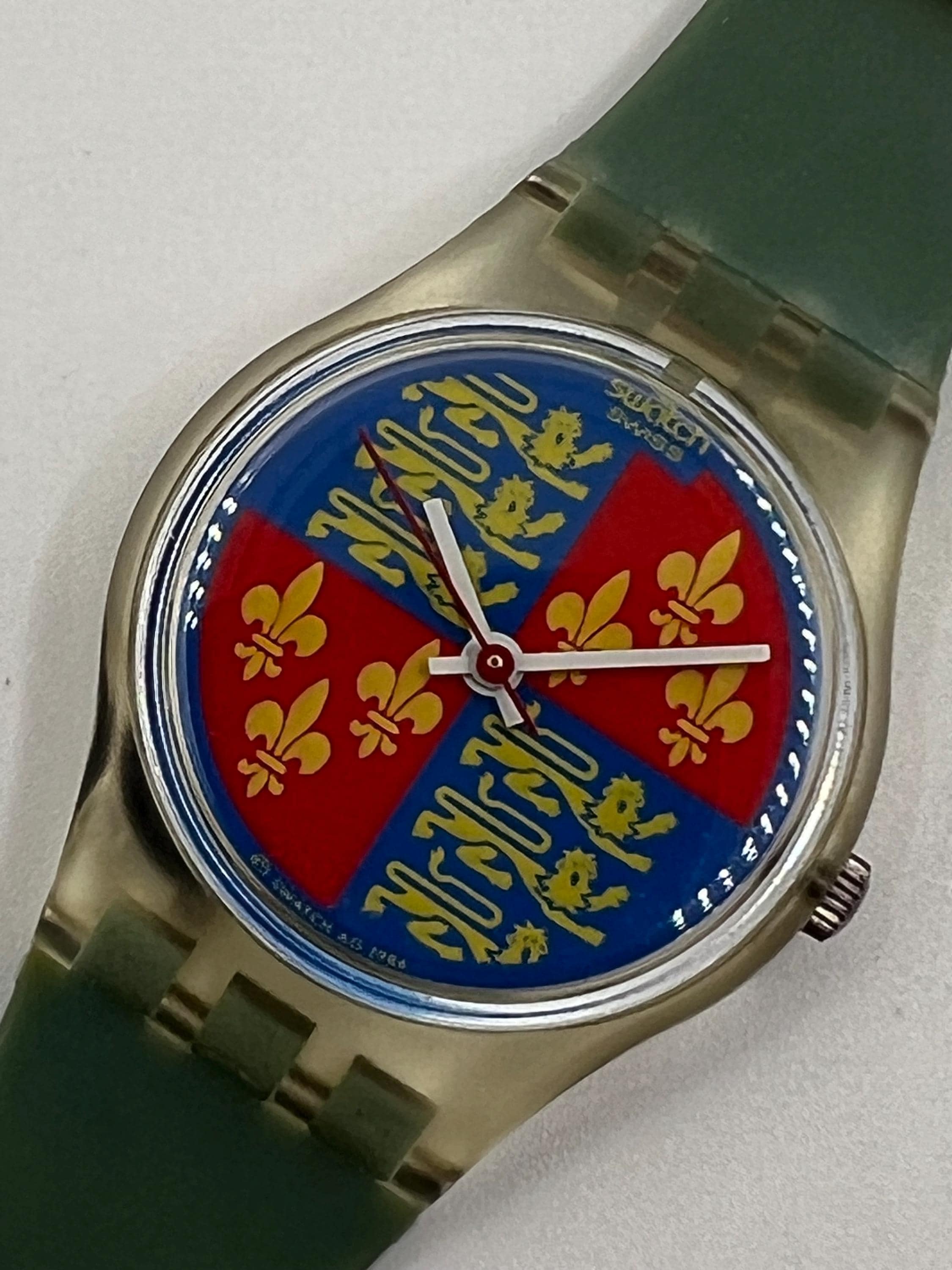 Swatch Green Gingham Strap Watch with Red Second Hand Swatch Watch GB121  main image 4