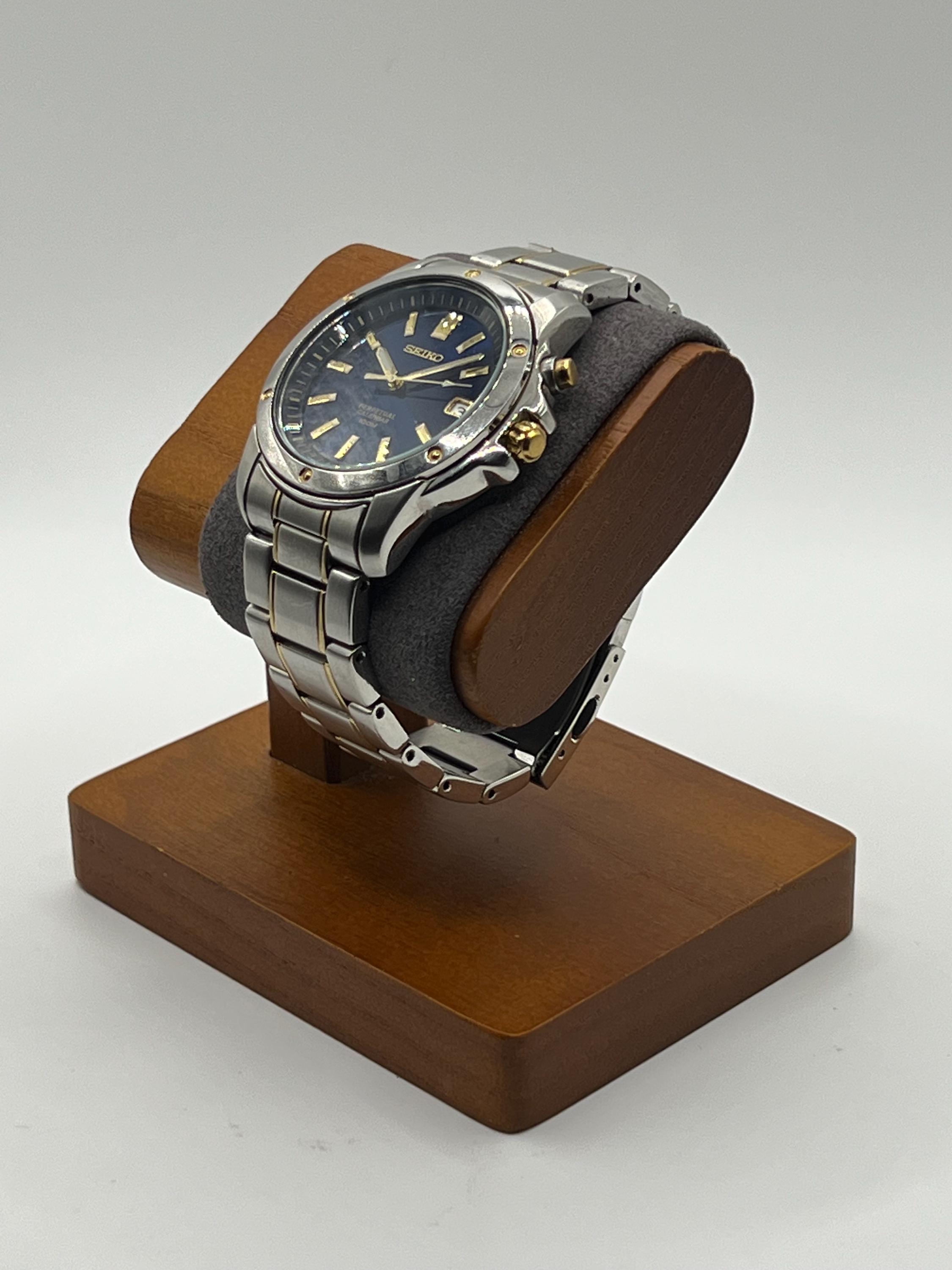 Seiko Perpetual Calendar 6A32-0080 - Blue Dial Two-tone - 100M 