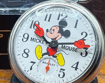Mickey Mouse Vintage Pocket Watch Bradley Mechanical Disney Character Collectible Gift